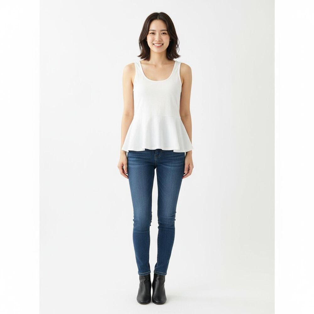 White Women's Sleeveless Peplum Tank Top
